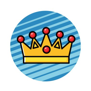 Altın Taç Simgesi Düz Vektör İllüstrasyonu. Royal Crown Düz Tasarım Vektörü İllüstrasyonu. Altın Kral Karikatür Biçimi Simgesi