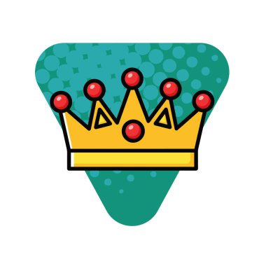 Altın Taç Simgesi Düz Vektör İllüstrasyonu. Royal Crown Düz Tasarım Vektörü İllüstrasyonu. Altın Kral Karikatür Biçimi Simgesi