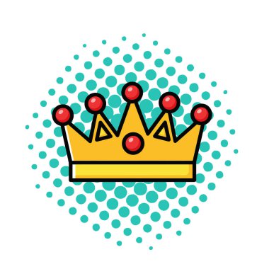Altın Taç Simgesi Düz Vektör İllüstrasyonu. Royal Crown Düz Tasarım Vektörü İllüstrasyonu. Altın Kral Karikatür Biçimi Simgesi