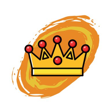 Altın Taç Simgesi Düz Vektör İllüstrasyonu. Royal Crown Düz Tasarım Vektörü İllüstrasyonu. Altın Kral Karikatür Biçimi Simgesi