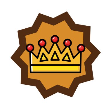 Altın Taç Simgesi Düz Vektör İllüstrasyonu. Royal Crown Düz Tasarım Vektörü İllüstrasyonu. Altın Kral Karikatür Biçimi Simgesi