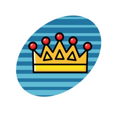 Altın Taç Simgesi Düz Vektör İllüstrasyonu. Royal Crown Düz Tasarım Vektörü İllüstrasyonu. Altın Kral Karikatür Biçimi Simgesi