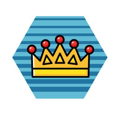 Altın Taç Simgesi Düz Vektör İllüstrasyonu. Royal Crown Düz Tasarım Vektörü İllüstrasyonu. Altın Kral Karikatür Biçimi Simgesi