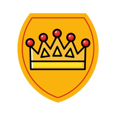 Altın Taç Simgesi Düz Vektör İllüstrasyonu. Royal Crown Düz Tasarım Vektörü İllüstrasyonu. Altın Kral Karikatür Biçimi Simgesi