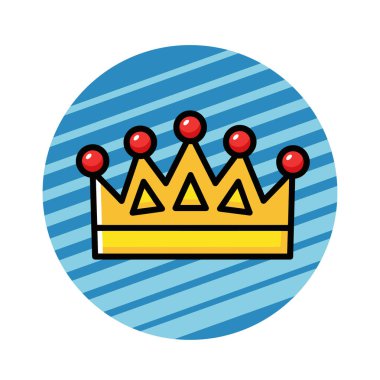 Altın Taç Simgesi Düz Vektör İllüstrasyonu. Royal Crown Düz Tasarım Vektörü İllüstrasyonu. Altın Kral Karikatür Biçimi Simgesi