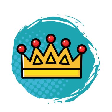 Altın Taç Simgesi Düz Vektör İllüstrasyonu. Royal Crown Düz Tasarım Vektörü İllüstrasyonu. Altın Kral Karikatür Biçimi Simgesi