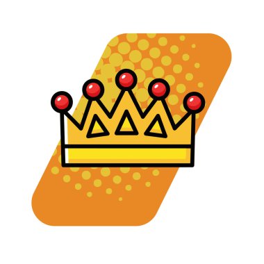 Altın Taç Simgesi Düz Vektör İllüstrasyonu. Royal Crown Düz Tasarım Vektörü İllüstrasyonu. Altın Kral Karikatür Biçimi Simgesi