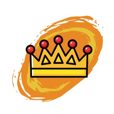 Altın Taç Simgesi Düz Vektör İllüstrasyonu. Royal Crown Düz Tasarım Vektörü İllüstrasyonu. Altın Kral Karikatür Biçimi Simgesi