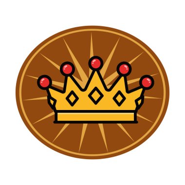 Altın Taç Simgesi Düz Vektör İllüstrasyonu. Royal Crown Düz Tasarım Vektörü İllüstrasyonu. Altın Kral Karikatür Biçimi Simgesi