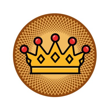 Altın Taç Simgesi Düz Vektör İllüstrasyonu. Royal Crown Düz Tasarım Vektörü İllüstrasyonu. Altın Kral Karikatür Biçimi Simgesi