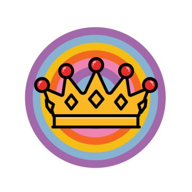 Altın Taç Simgesi Düz Vektör İllüstrasyonu. Royal Crown Düz Tasarım Vektörü İllüstrasyonu. Altın Kral Karikatür Biçimi Simgesi