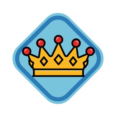 Altın Taç Simgesi Düz Vektör İllüstrasyonu. Royal Crown Düz Tasarım Vektörü İllüstrasyonu. Altın Kral Karikatür Biçimi Simgesi
