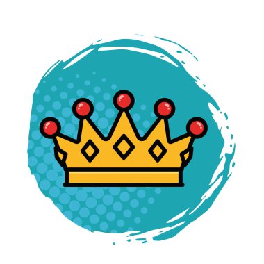 Altın Taç Simgesi Düz Vektör İllüstrasyonu. Royal Crown Düz Tasarım Vektörü İllüstrasyonu. Altın Kral Karikatür Biçimi Simgesi
