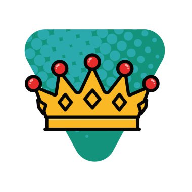 Altın Taç Simgesi Düz Vektör İllüstrasyonu. Royal Crown Düz Tasarım Vektörü İllüstrasyonu. Altın Kral Karikatür Biçimi Simgesi