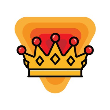 Altın Taç Simgesi Düz Vektör İllüstrasyonu. Royal Crown Düz Tasarım Vektörü İllüstrasyonu. Altın Kral Karikatür Biçimi Simgesi