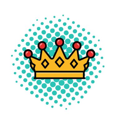 Altın Taç Simgesi Düz Vektör İllüstrasyonu. Royal Crown Düz Tasarım Vektörü İllüstrasyonu. Altın Kral Karikatür Biçimi Simgesi