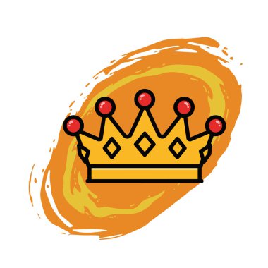 Altın Taç Simgesi Düz Vektör İllüstrasyonu. Royal Crown Düz Tasarım Vektörü İllüstrasyonu. Altın Kral Karikatür Biçimi Simgesi