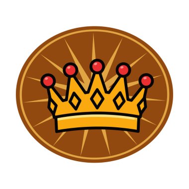 Altın Taç Simgesi Düz Vektör İllüstrasyonu. Royal Crown Düz Tasarım Vektörü İllüstrasyonu. Altın Kral Karikatür Biçimi Simgesi
