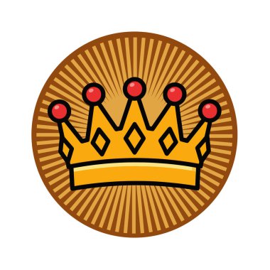 Altın Taç Simgesi Düz Vektör İllüstrasyonu. Royal Crown Düz Tasarım Vektörü İllüstrasyonu. Altın Kral Karikatür Biçimi Simgesi