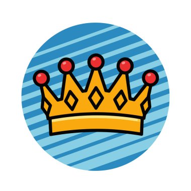 Altın Taç Simgesi Düz Vektör İllüstrasyonu. Royal Crown Düz Tasarım Vektörü İllüstrasyonu. Altın Kral Karikatür Biçimi Simgesi