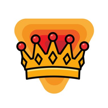 Altın Taç Simgesi Düz Vektör İllüstrasyonu. Royal Crown Düz Tasarım Vektörü İllüstrasyonu. Altın Kral Karikatür Biçimi Simgesi
