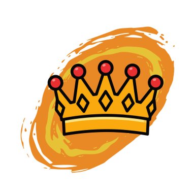 Altın Taç Simgesi Düz Vektör İllüstrasyonu. Royal Crown Düz Tasarım Vektörü İllüstrasyonu. Altın Kral Karikatür Biçimi Simgesi