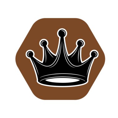 Minimalist Siyah ve Beyaz Taç Sembolü. Siyah ve Beyaz Taç Siluet Simgesi. Tek Renkli Kraliyet Tacı Silueti.