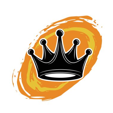 Minimalist Siyah ve Beyaz Taç Sembolü. Monokrom 'da Royal Crown Silhouette. Siyah ve Beyaz Taç Siluet Simgesi. 