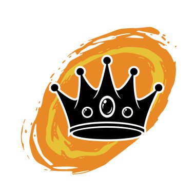 Monokrom 'da Royal Crown Silhouette. Siyah ve Beyaz Taç Siluet Simgesi. Minimalist Siyah ve Beyaz Taç Sembolü. 