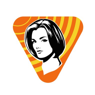 Çarpıcı Siyah ve Beyaz Pop Sanat Vektörü Güzel Bir Kadının Kafasının İllüstrasyonu