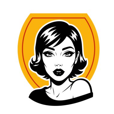 Şık Kısa Saçlı Genç Kadın, vektör illüstrasyonu