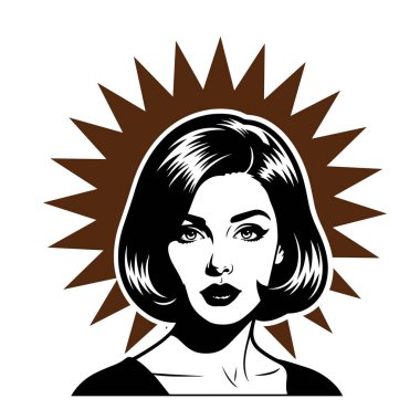 Bob Saç Tıraşı Vektör İllüstrasyonlu Zarif Pop Sanatçısı Kadın