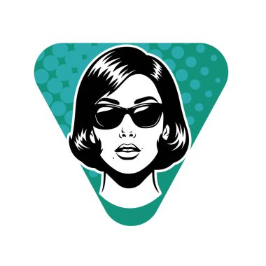 Güneş Gözlüğü İllüstrasyonlu Vektör Pop Art Woman