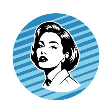 Bob Saç Tıraşı Vektör İllüstrasyonlu Zarif Pop Sanatçısı Kadın