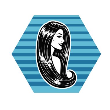 Parlak Uzun Saçlı Güzellik Vektörü illüstrasyonu