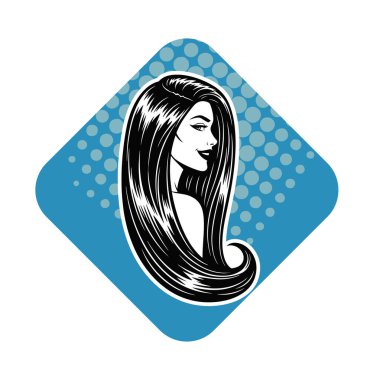 Parlak Uzun Saçlı Güzellik Vektörü illüstrasyonu