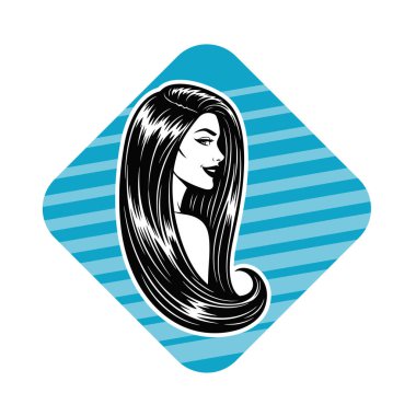 Parlak Uzun Saçlı Güzellik Vektörü illüstrasyonu