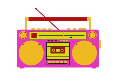 Radyo teybi, düz vektör illüstrasyonu, ön görünüm.