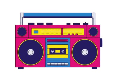 Radyo teybi, düz vektör illüstrasyonu, ön görünüm.