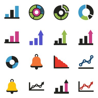 İş Grafiği ve Grafik Simgesi Düz Vektör Biçiminde Ayarlandı