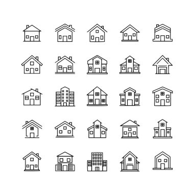 Ev ve Yapı Simgesi Paketi Vektör Biçimi