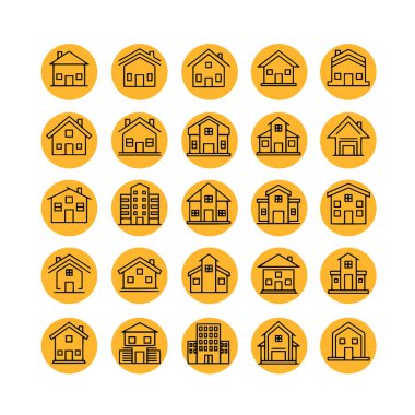Ev ve Yapı Simgesi Paketi Vektör Biçimi