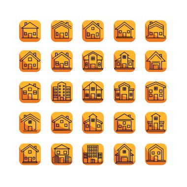 Ev ve Yapı Simgesi Paketi Vektör Biçimi