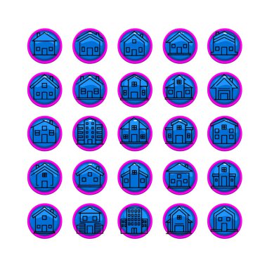 Ev ve Yapı Simgesi Paketi Vektör Biçimi