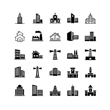 Düz Katı Biçimli Çeşitli İnşa Simgeleri