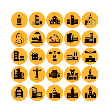 Düz Katı Biçimli Çeşitli İnşa Simgeleri