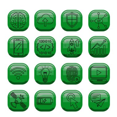 Asgari Satır Biçiminde Modern Teknoloji Simgesi Paketi