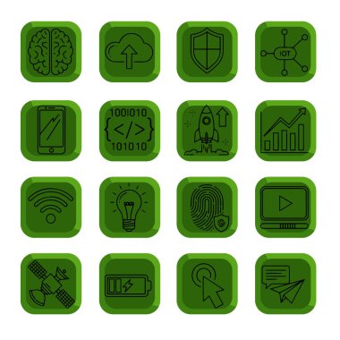 Asgari Satır Biçiminde Modern Teknoloji Simgesi Paketi