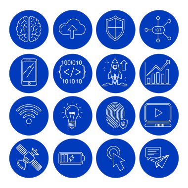 Asgari Satır Biçiminde Modern Teknoloji Simgesi Paketi