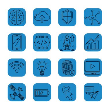 Asgari Satır Biçiminde Modern Teknoloji Simgesi Paketi